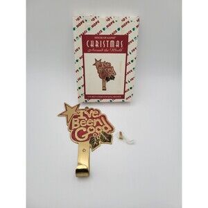 House Of Lloyd Christmas Stocking Hanger Wall Hook "I've Been Good" Brass
